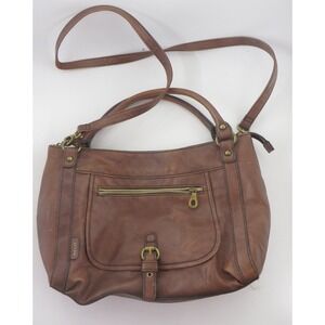 Relic Fossil Medium Brown Leather Shoulder Cross Body Strap Handbag